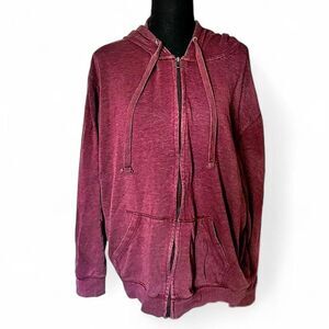 Falls Creek Maroon Burgundy Full-Zip Hoodie Sweatshirt - Size XL